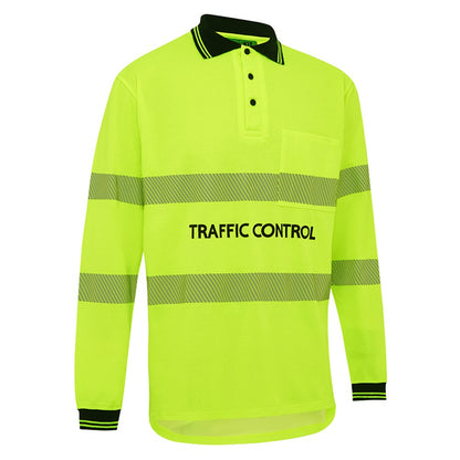 5004TCY WORKIT Hi-vis Yellow Traffic control Long sleeve polo with reflective tape