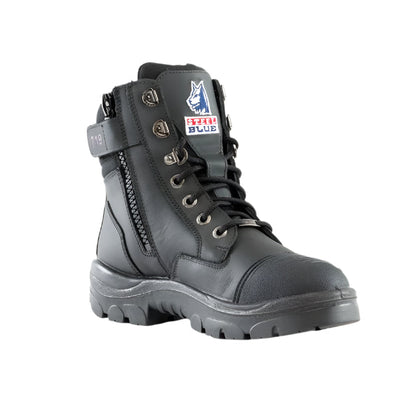 Steel Blue 512719 Ladies Southern Cross Zip Scuff Cap Boots - Black colour - Front view