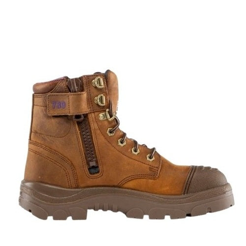 Steel Blue 512739 Ladies Argyle Zip Scuff Waterproof Safety Boots - Distressed Brown - Side View