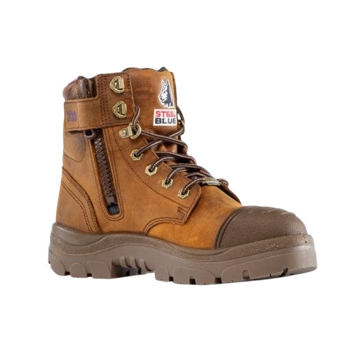 Steel Blue 512739 Ladies Scuff Waterproof Safety Boots - Brown Colour - Front Side View