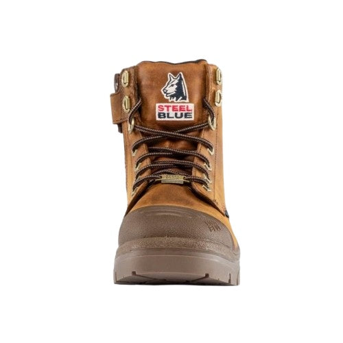 Steel Blue 512739 Ladies Scuff Waterproof Safety Boots - Brown Colour - Front View