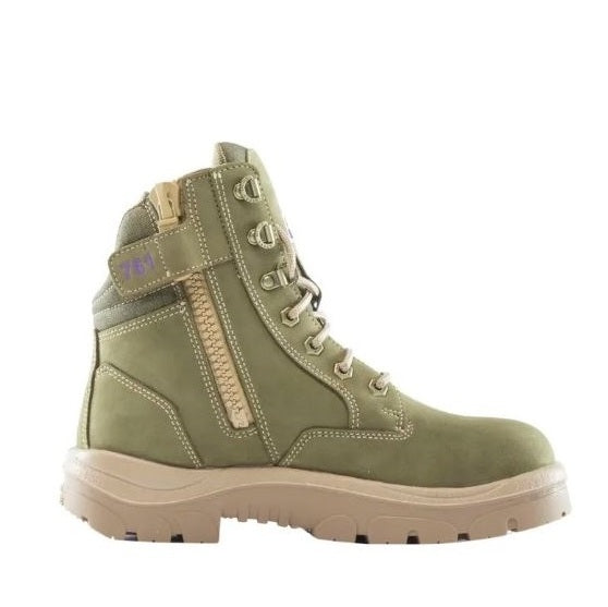 Steel Blue 512761 Southern Cross Zip Ladies Safety Boots - Khaki - Side View