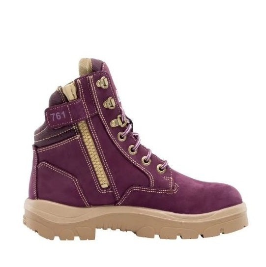 Purple slip resistant Steel Blue 512761 Southern Cross Zip Ladies Safety Boots