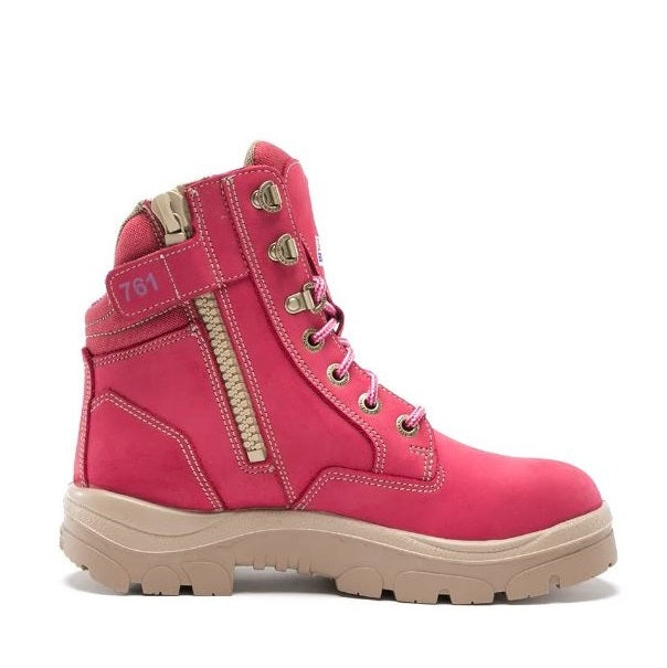 Steel Blue 512761 Southern Cross Zip Ladies Safety Boots - Pink - Side View
