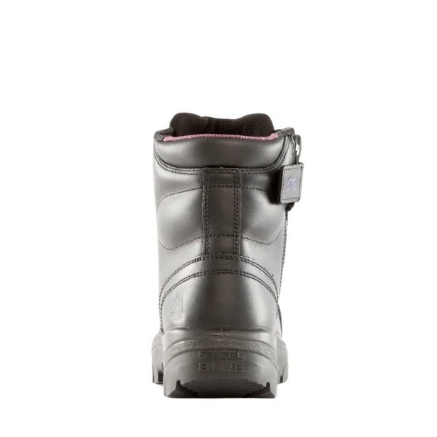 Silver boot with a black sole on a white background
