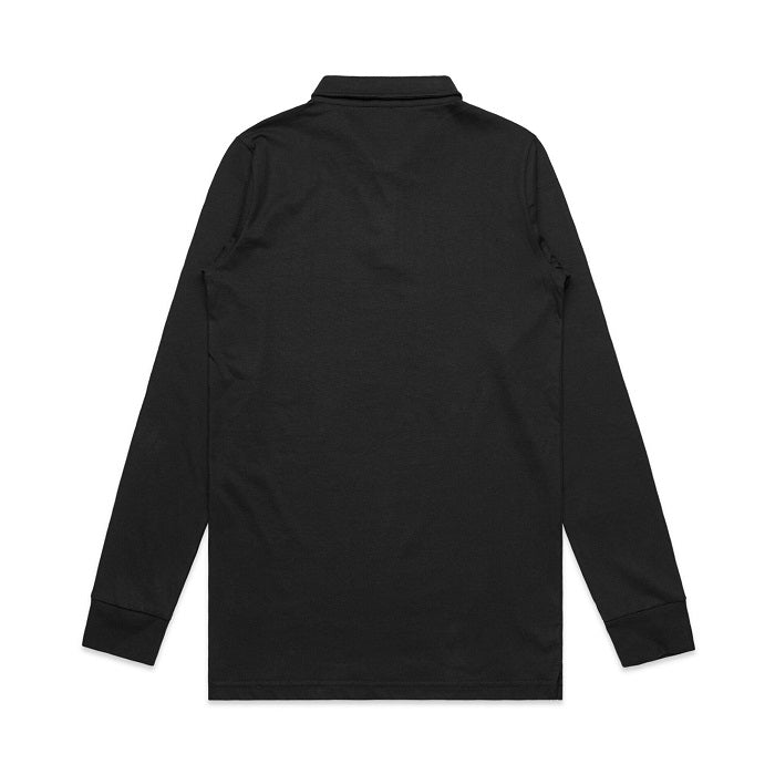 Black Long Sleeve Polo Mens - Back