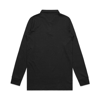 Black Long Sleeve Polo Mens - Back