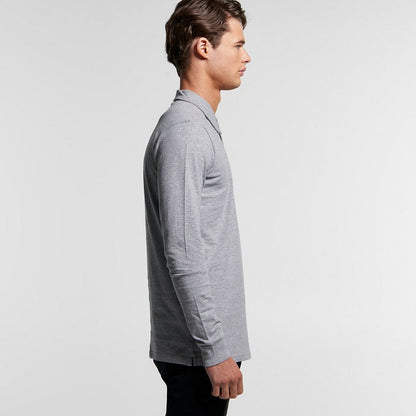 Long Sleeve Polo Mens - Grey