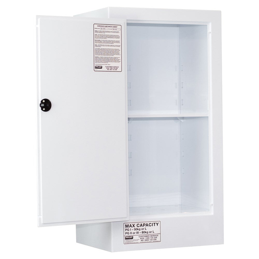 Pratt 5517PSPH CLASS 8 Corrosive Substance Storage Cabinet Polyprophylene 80L 1 Door 2 Shelves