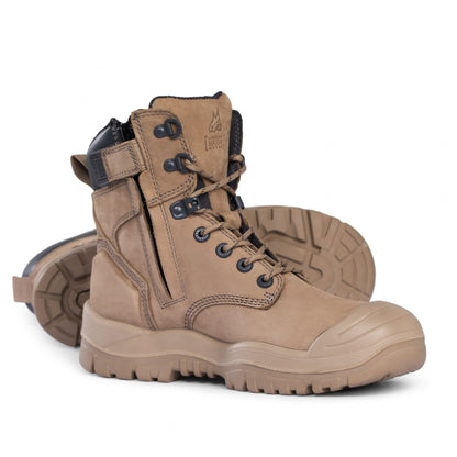 Mongrel 561060 Stone High Leg ZipSider Safety Boot With Scuff Cap