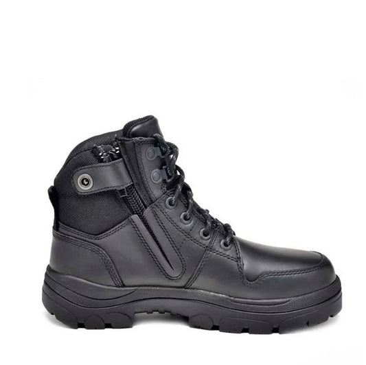Black extra wide toe Wide Load 590BZN 6 Inch Black Soft Toe Zip / Lace Up Non Safety Boots