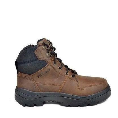 Brown zip sided Wide Load 590CZN 6 Inch Soft Toe Zip/ Lace Up Non Safety Boots