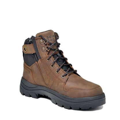 Brown wide fitting toe Wide Load 590CZN 6 Inch Soft Toe Zip/ Lace Up Non Safety Boots