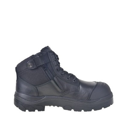 Black tactical extra wide toe Wide Load 690BZN Black 6" Zip Side Non Safety Boot