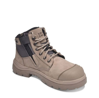 Stone beige coloured extra wide toe cap Wide Load 690SZC Stone 6 Zip Side Composite Safety Boots
