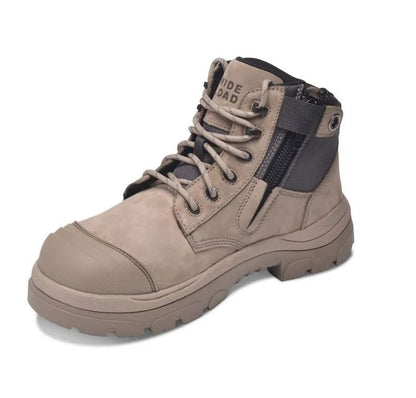 Beige extra wide toe Wide Load 690SZ Stone 6" Zip Side Safety Boot