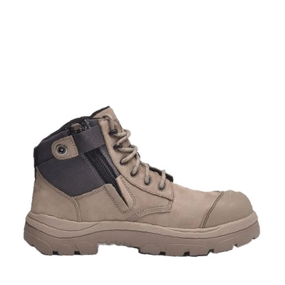 Stone Beige zip sided scuff cap Wide Load 690SZC Stone 6 Zip Side Composite Safety Boots