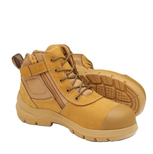 Blundstone 7550 DuraFit Wheat Nubuck 135mm Zip Side Safety Boots