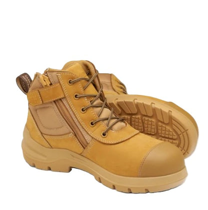 Blundstone 7550 DuraFit Wheat Nubuck 135mm Zip Side Safety Boots