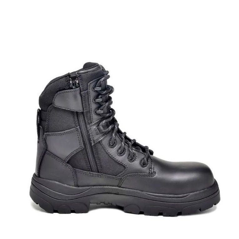 Black zip sided Wide Load 790BZC 8 Inch Soft Toe Zip/ Lace Up Safety Boots