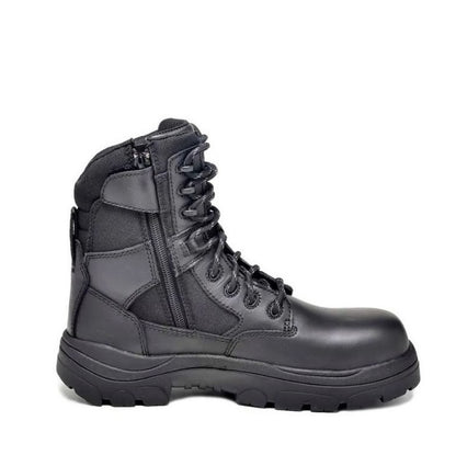 Black zip sided Wide Load 790BZC 8 Inch Soft Toe Zip/ Lace Up Safety Boots