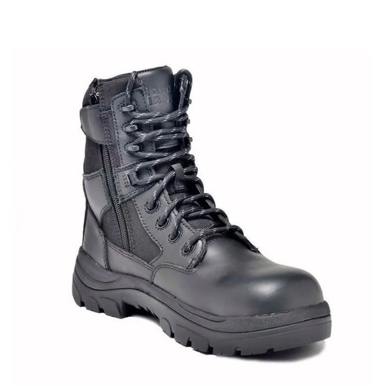 Black tactical Extra wide toe Wide Load 790BZC 8 Inch Soft Toe Zip/ Lace Up Safety Boots