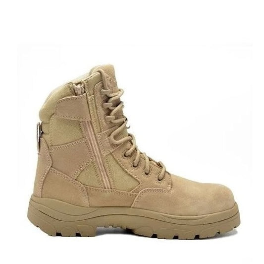 Stone coloured zip sided Wide Load 790SZN 8 Inch Sand Soft Toe Zip/ Lace Up Non Safety Boot