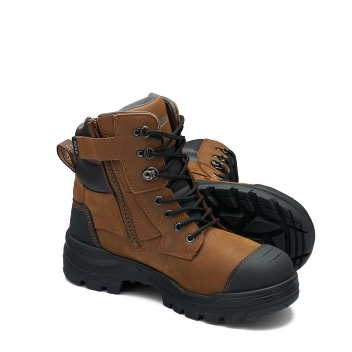 Brown and black work Blundstone 8066 Rotoflex Unisex 150mm Zip Up Safety Boots