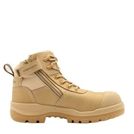 Wheat zip sided Blundstone 8554 Unisex Rotoflex Zip Side Safety Boot