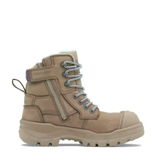 stone coloured zip sided Blundstone 8863 Womens Rotoflex Safety Boots