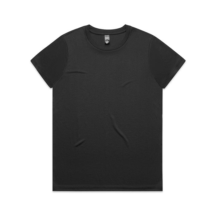 AS Colour 4001A Womans Maple Active Tee, Black front view, ladies easy care T Shirt modern fit