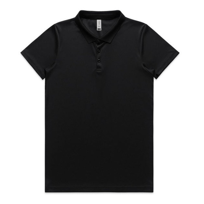 AS Colour 4425 Womens Active Work polo, black, front view, everyday corporate polo shirt.