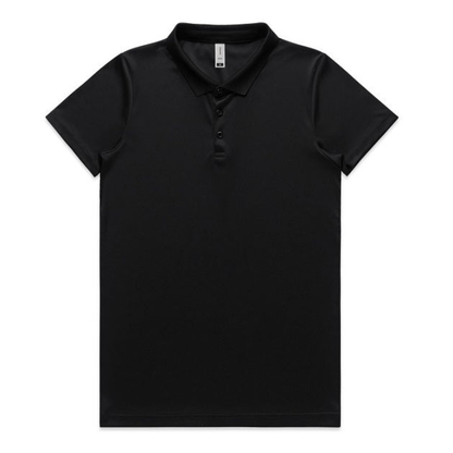 AS Colour 4425 Womens Active Work polo, black, front view, everyday corporate polo shirt.