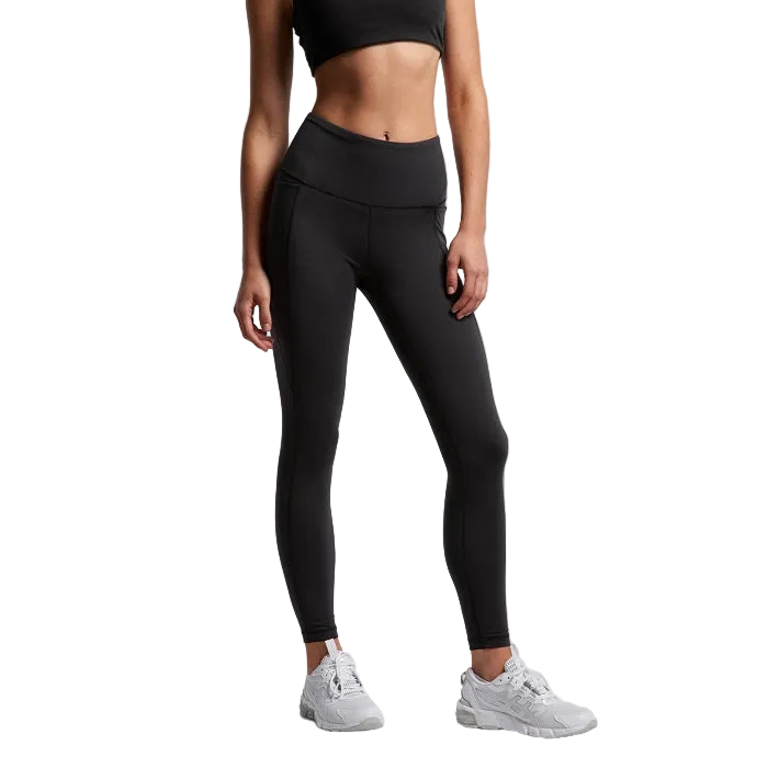 Midweight, matte finish, high waist, AS Colour 4630 Womans Active Leggings black model front view