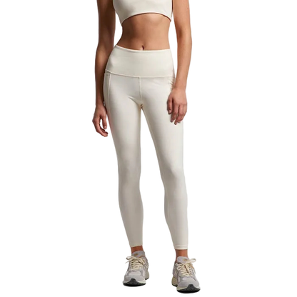 Ecru coloured, high-waisted, full-length athletic AS Colour 4630 Womans Active Leggings model front view