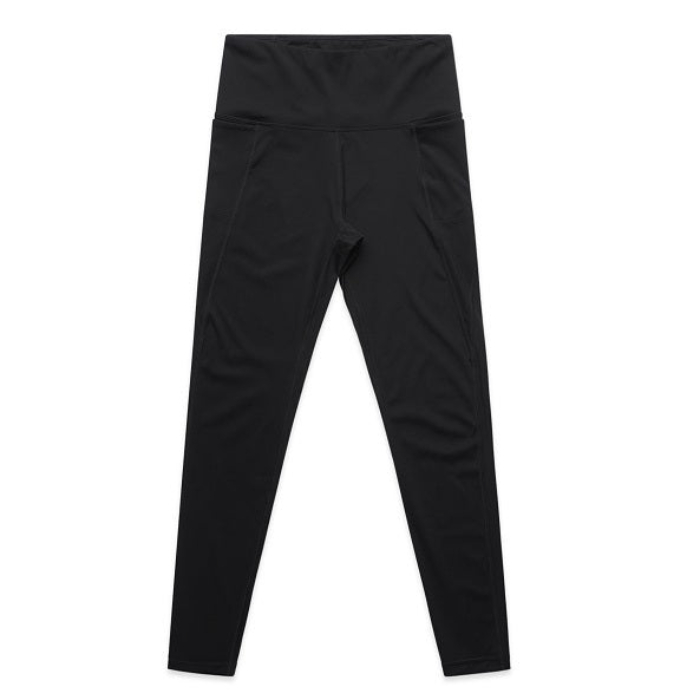 Black everyday activewear leggings, AS Colour 4630 Womans Active Leggings, front view
