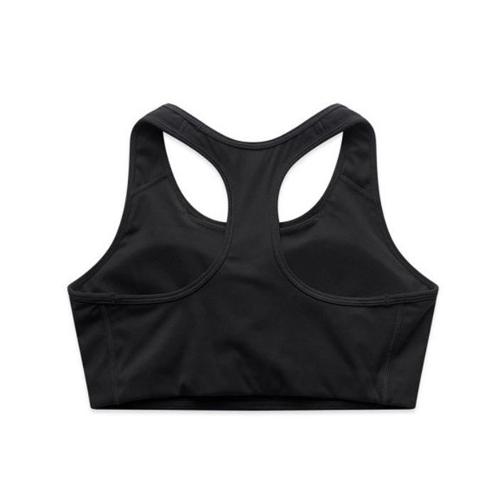 Black AS Colour 4640 Womans Active Bra Top, front view, moisture wicking, high performance. 