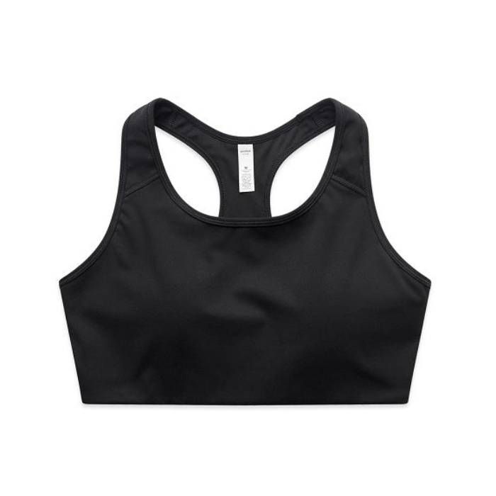 AS Colour 4640 Womans Active Bra Top black, slim fit mid weight, front view