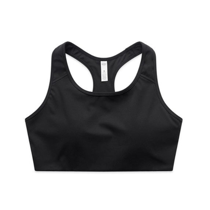 AS Colour 4640 Womans Active Bra Top black, slim fit mid weight, front view