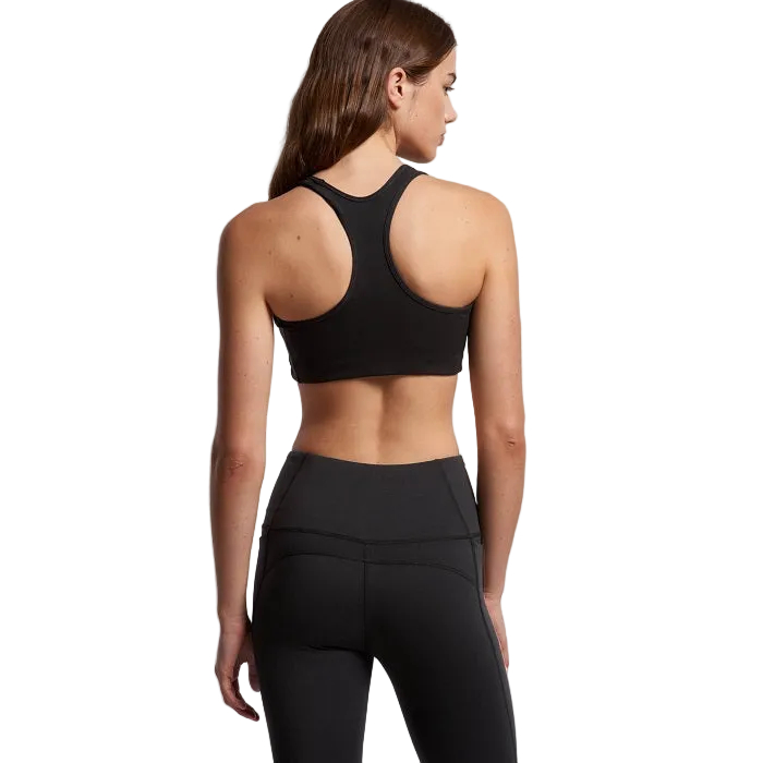 Ladies black racerback sports bra AS Colour 4640 Womans Active Bra Top black model view