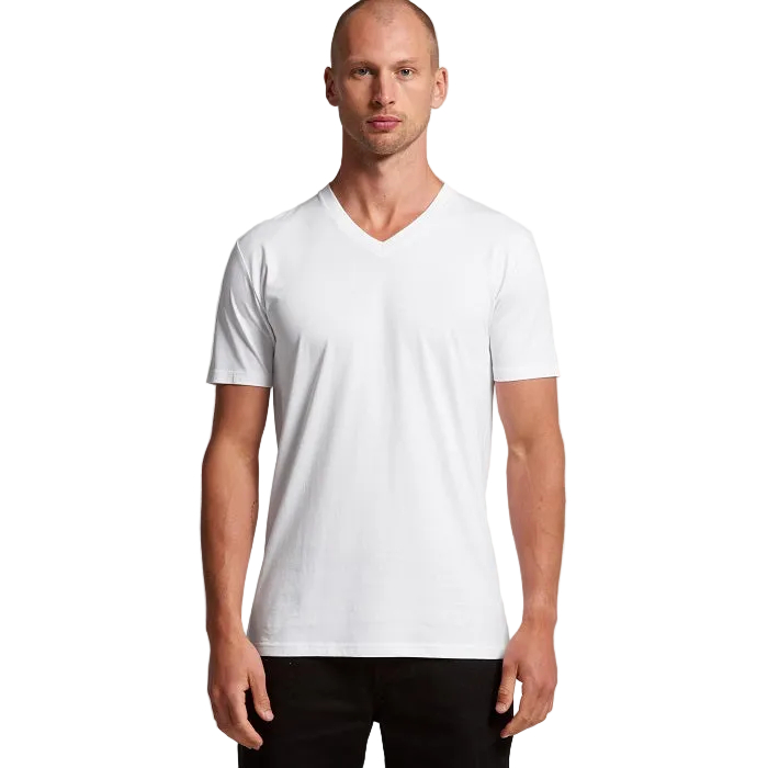 Mens white short-sleeve AS Colour 5001v Mens V-Neck Staple Tee front view