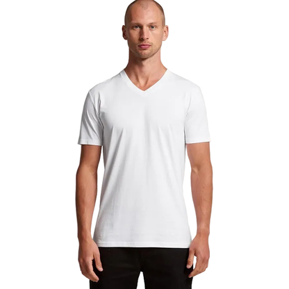 Mens white short-sleeve AS Colour 5001v Mens V-Neck Staple Tee front view