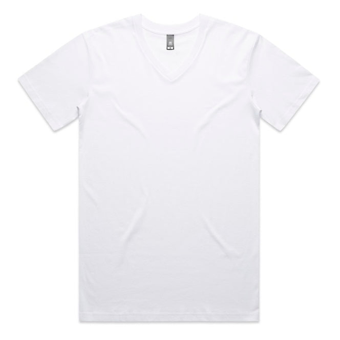 Mens classic white, everyday, AS Colour 5001v Mens V-Neck Staple Tee product front view