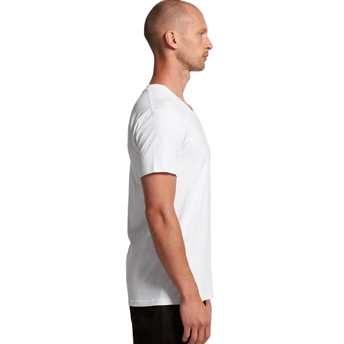 White AS Colour 5001v Mens V-Neck Staple Tee mid weight, side view