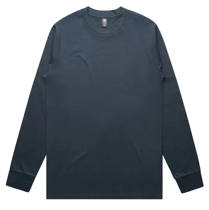 Mens petrol blue premium cotton AS Colour 5071 Classic Long Sleeve Tee front view