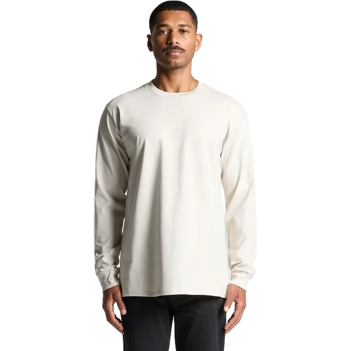 Mens modern fit crew neck bone AS Colour 5071 Classic Long Sleeve Tee Front Model View