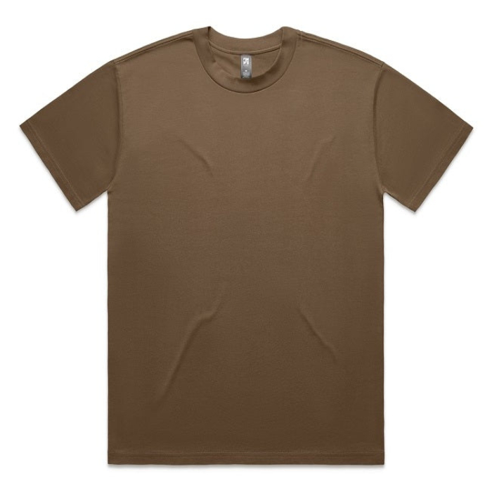 Walnut brown, premium cotton, AS Colour 5080 Mens Heavy Tee, front view