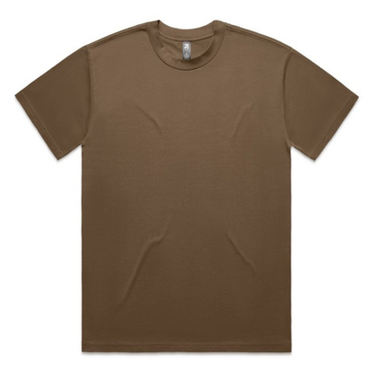 Walnut brown, premium cotton, AS Colour 5080 Mens Heavy Tee, front view