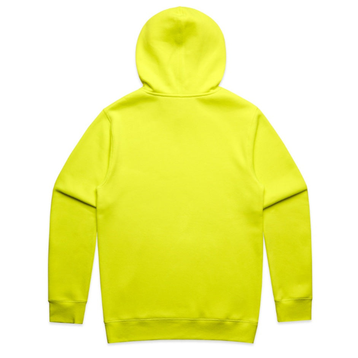 Bright neon safety yellow, AS Colour 5102F Stencil Safety Hoodie, Hi vis certification, rear view