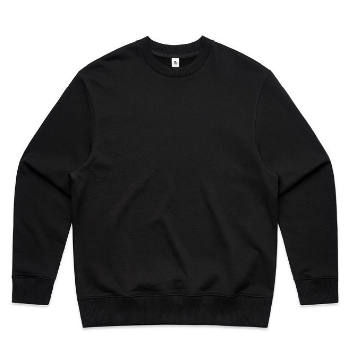 Classic black modern relaxed fit, AS Colour 5145 Mens Heavy Crew Top, front view